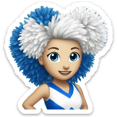Blue and white cheerleader pom poms sticker