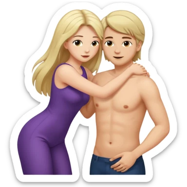 Naked woman showing off her big butt cheeks with a man fingering her butt hole sticker