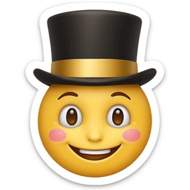 A yellow emoji with a top hat on sticker