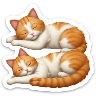 ginger and white small cat eyes closed lying down upside down with paws stretched out in different directions sticker
