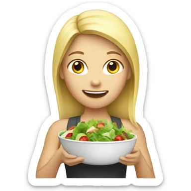 Blond girl eating salad  sticker