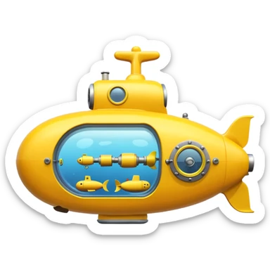 A bright yellow submarine with round windows and a tiny periscope.














 sticker