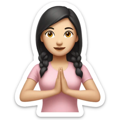 asian yoga girl light pink clothes black hair sticker
