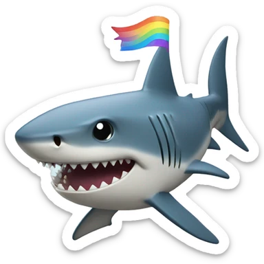 shark with a rainbow mohawk sticker