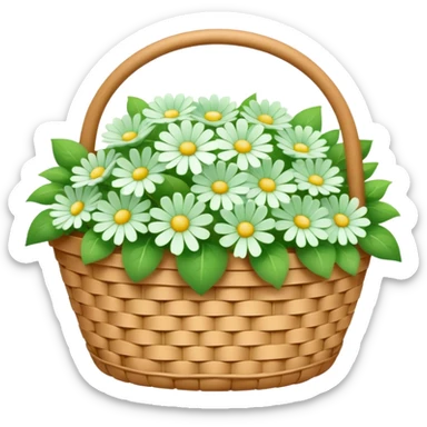 Cycle basket full of white and green pastel flowers sticker