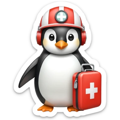 penguin medic with first aid kit and helmet sticker