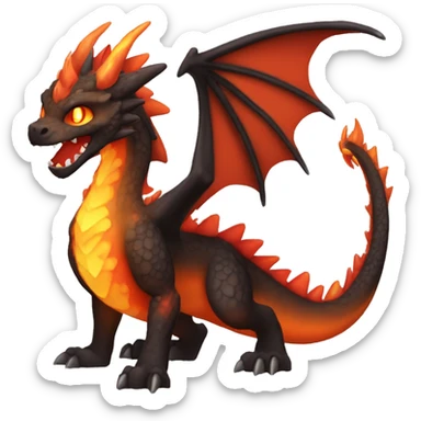  Legendary Cool Brown-Black-Red-Orange-gradient Magma-Lava-Volcano-Dragon-Fakemon full body sticker