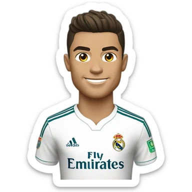 Cristiano ronaldo with réal Madrid shirt white sticker