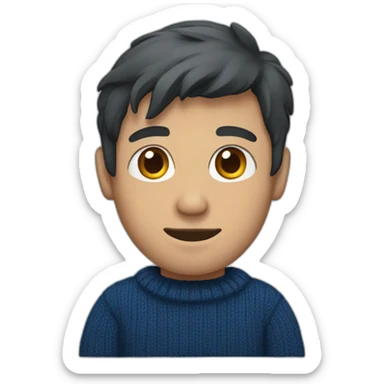 a guy with a dark blue sweater and a cast on his left hand sticker