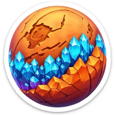 mars planet, surface covered in glowing crystals  sticker