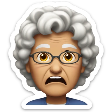 angry grandma, hard to hear sticker