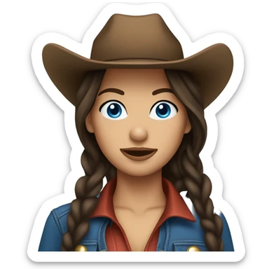 Brunette cowgirl with blue eyes sticker