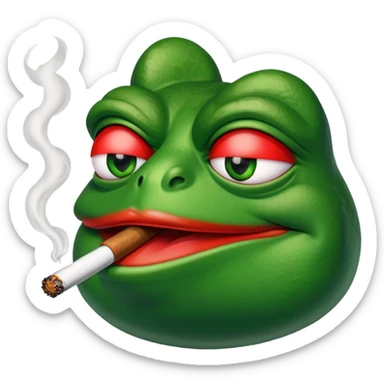 Pepe the frog smoking fat blunt, he has red eyes sticker