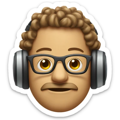 Skibidi toilet head with curls brown sling and glasses and headphones sticker