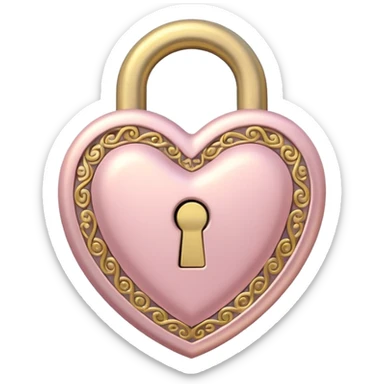 The key to the heart lock in soft pink, beige and yellow pastel colors sticker