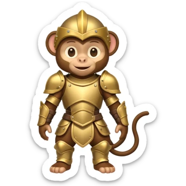 baby monkey in armor, full body, smile sticker