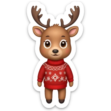 reindeer baby  cute, full body , sweater  sticker