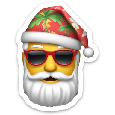 Santa wearing hat sunglasses and Hawaiian shirt sticker