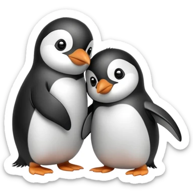 Two penguins hugging each other sticker