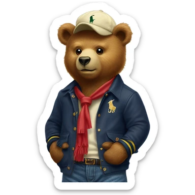 Polo Ralph Lauren bear, preppy old money style sticker