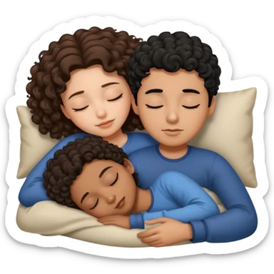 ragazza con i capelli castani lisci che dorme con un ragazzo con i capelli neri e ricci (senza bambini) sticker