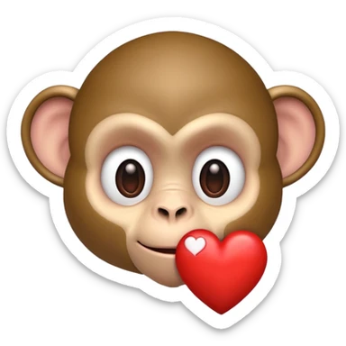 un mono con un corazon pero mas realista sticker