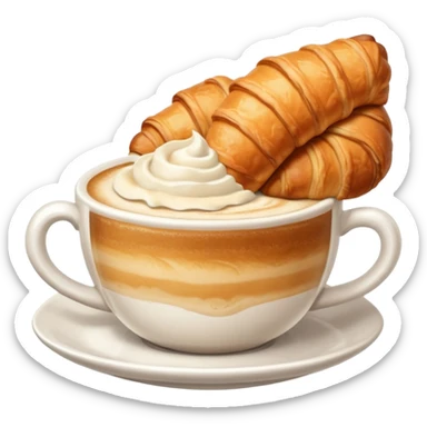 Croissant and capuccino breakfast sticker