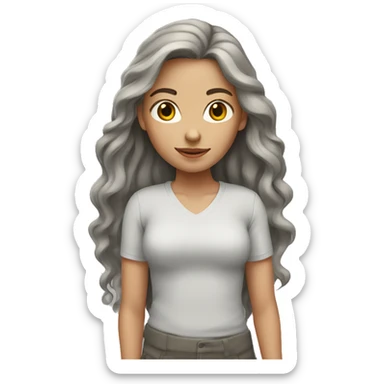 white women with long hair ruby color with gray tabby  sticker