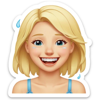 blonde girl laughing tears sticker