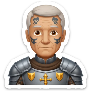 elderly tattooed knight, tattooed shoulder sticker