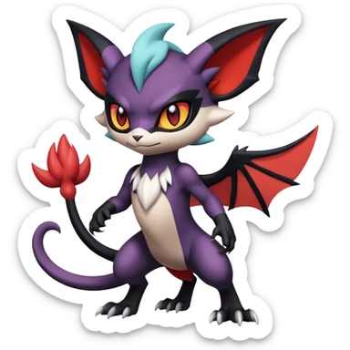 Edgy Cool Kawaii Litten-Noivern-Noibat-Absol-Pokémon Full Body sticker