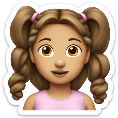 BROWN HAIR BABY GIRL WITH PONYTAILS sticker
