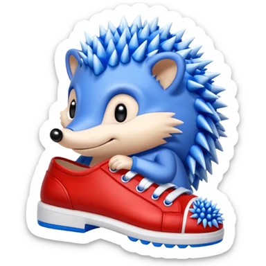 blue hedgehog with red and white shoes sticker