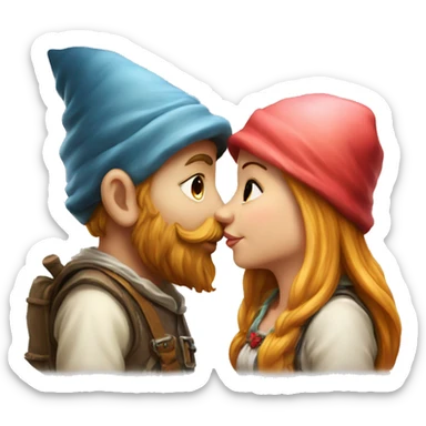 pretty gnome girl and gnome boy kissing sticker