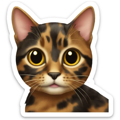 a tortoiseshell cat with a golden stripe on her head sticker