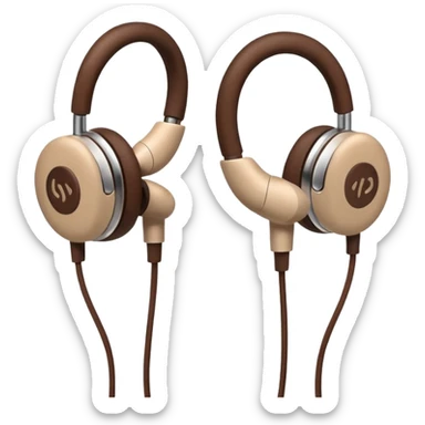 Warm beige and brown winter earphones  sticker