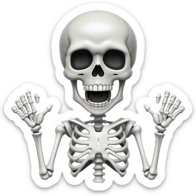 Skeleton super idol screaming and the background is pitch black and skeleton super idol is dark gray sticker