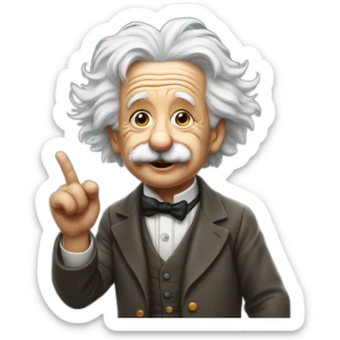 albert einstein raising his finger sticker