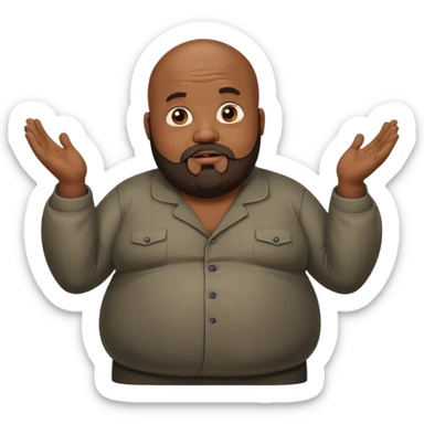 Fat black bald guy with beard shrugging sticker