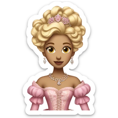 Rococo princess detailed blonde hair pink gown sticker