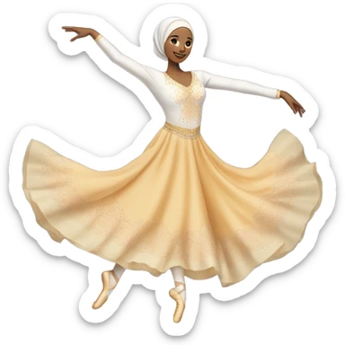 A hijabi ballet dancer emoji, mid-pose in an arabesque, wearing a flowing ballet dress and matching hijab, with delicate ballet slippers, vibrant colors, and intricate details on a transparent background.







 sticker