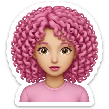 A women curly hair pink sticker