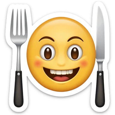 emoji smiley with a knife and fork psychopath sticker