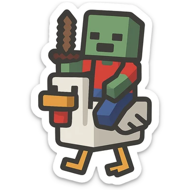 flat toon style chicken jockey sticker