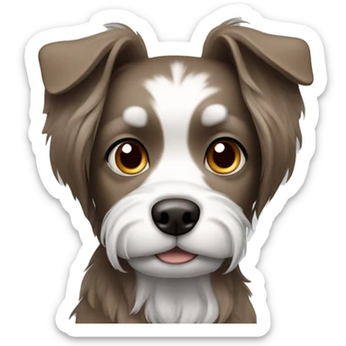 small brown and grey long hair dog one ear down one ear up sticker