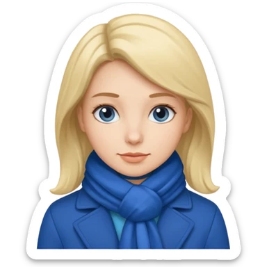 woman in blue coat, scarf sticker