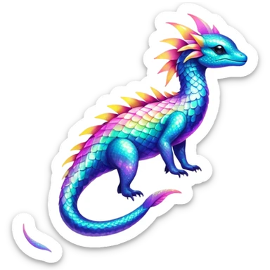 Shiny Exotic Nebulae Tropical Colorful Neon-colored Glittery Ethereal Sparkly Amaura-Aurorus-Fakémon-hybrid-creature (full body)  sticker