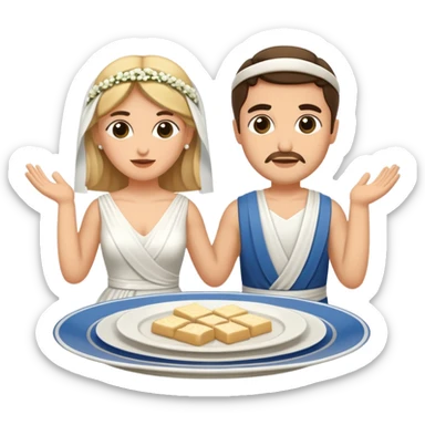 greek wedding breaking plates sticker