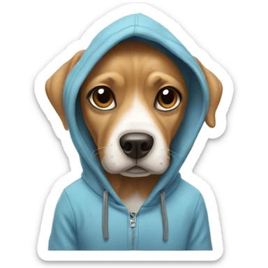 Dog wearing a hoodie sticker