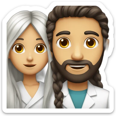 Long hair Jewish girl with ophthalmologist Arabic boy sticker